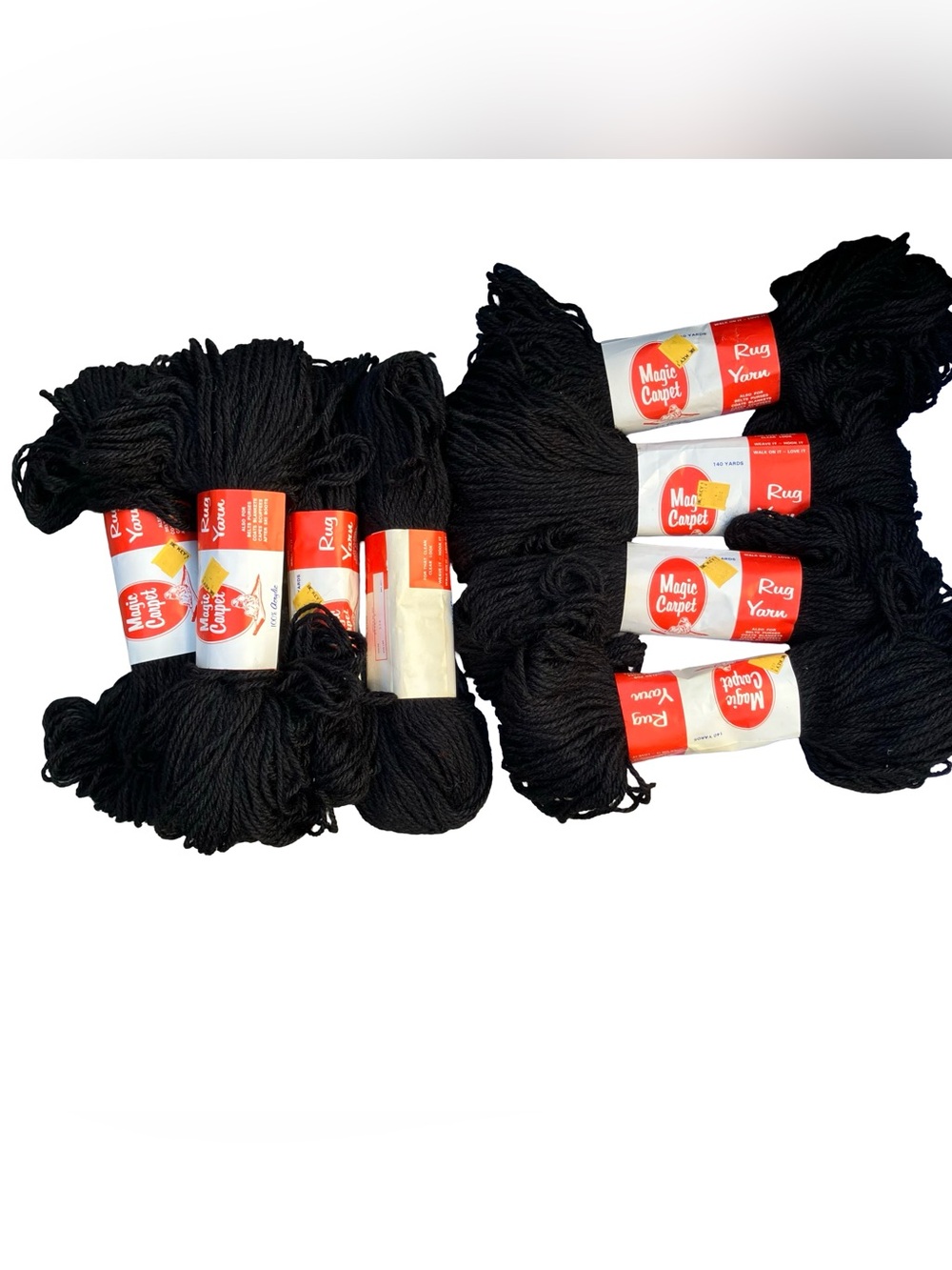 Black Rug Yarn Skeins - Magic Carpet Rug Yarn Caron Co Vintage Black